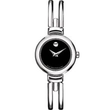 Movado Harmony Stainless Steel Black Dial Ladies Watch 0604428