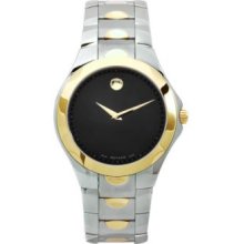 Movado Men's Luno Swiss Made Quartz Black Dial Silver-tone/Gold-tone Stainless Steel Bracelet Watch