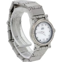 Movado Vizio Stainless Steel Diamond Bezel Markers White Ladies Watch 92 36 82
