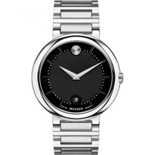 Movado Watches Men's Concerto Black Dial Stainless Steel Stainless St