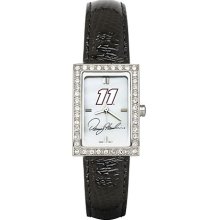 Nascar Officially Licensed Ladies Denny Hamlin Nascar Watch with Black Leather Strap