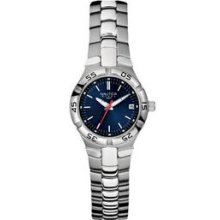 Nautica Ladies` Stainless Steel Bracelet Watch W/ Blue Dial & Date Window