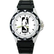 NBA Logoman Option Sport Watch with Rubber Strap - Black and White