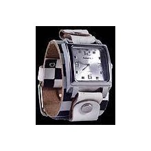 Nemesis Ladies Black & White Checkered Band Cuff Watch