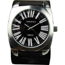Nemesis Men's Retro Roman Numeral Leather Strap Watch (Durable mineral crystal protects from scratches)