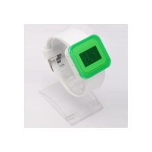 New Charming Dial Digital Display LED Silicone Wrist Watch Dark Green