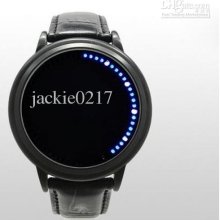 New Design Blue Led Digital Touch Screen Watch With Soft Leather Str