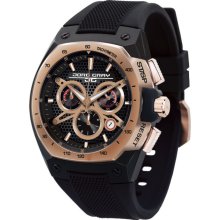 New Jorg Gray JG8300 21 Rose Gold Bezel Black Dial Silicone Strap Men's Watch