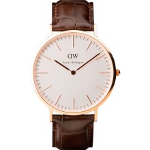 New Men's Daniel Wellington 40MM round Rose gold case York classic watch