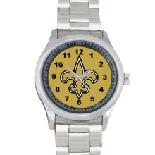 new orleans saints gold logo Style Sport Watch stainless band silver tone - Gold - Metal