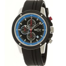 Nice Italy Enzo Chrono Mens Watch Black Dial; Blue Markers - Nice Italy Watches