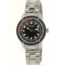 Nice Italy Mens Enzo Bracciale Stainless Watch - Silver Bracelet - Black Dial - NICW1058ENB021001