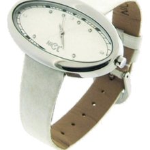 Nice Italy Womens Eye Stainless Watch - White Leather Strap - White Dial - NICW1026EYE021002