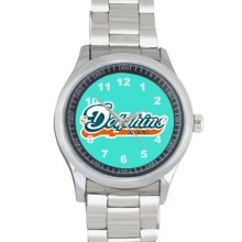 Nice Miami dolphins NHL logo Style Personalized Watch stainless band silver tone - Turquoise - Metal