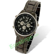 Night Vision Men's Dial Metal Polished Band Quartz Wrist Watch