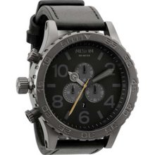 Nixon 51-30 Chrono Leather Watch - All Gunmetal / Black