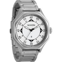 Nixon A1951166 The Falcon Sanded Steel / White Watch In Original Box