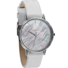 Nixon Kensington Leather Watch - Women's Crystal/White Snake, One Size