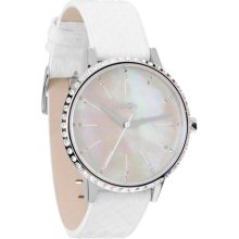 Nixon Kensington Leather Womens Watch - Crystal/White Snake