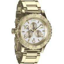 Nixon Mens 42-20 Chrono Stainless Watch - Gold Bracelet - Champagne Dial - A037 1219