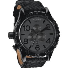 Nixon The 51-30 Chrono Leather Watch in Black Snake