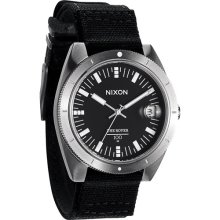 Nixon 'The Rover' Canvas Strap Watch Black/ Silver