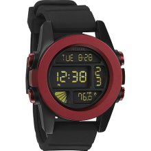 Nixon The Unit Watch in Dark Red & Black Ano