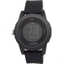 Nixon Unisex Genie Black Plastic Resin Case Digital Quartz Black Rubber Strap Stopwatch A326-000