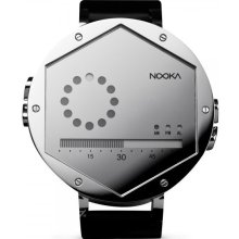 Nooka Mens Zex Zirc LCD Stainless Watch - Black Leather Strap - Silver Dial - ZEX ZIRC SV
