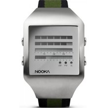 Nooka Unisex Zeel Mirror LCD Stainless Watch - Two-tone Nylon Strap - Silver Dial - ZEEL ZENH MR 20