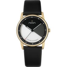 Noon Copenhagen Womens The Changer 45 Analog Stainless Watch - Black Leather Strap - Black Dial - 45-006L1