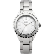 Oasis Ladies Quartz Watch With Mother Of Pearl Dial Analogue Display And Silver Bracelet B1200