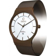 Obaku By Ingersoll Gents Cream Dial Brown Stainless Steel Mesh Bracelet Watch