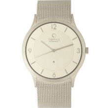 Obaku Men's Quartz Watch With White Dial Analogue Display And Silver Stainless Steel Bracelet V132xcimc-N2