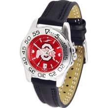 Ohio State Buckeyes Ladies Scarlet AnoChrome Leather Sport Watch