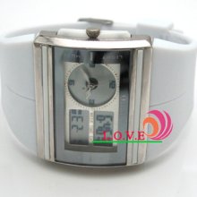 Ohsen White Alarm Analog Digital Stop Sport Quartz Wrist Mens Watch