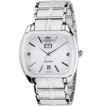 Oniss Men's Swiss SS & Ceramic Sapphire Day Date Watch ON605-M White