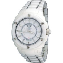 Oniss On436-m Men's Genuine Diamond Markers Sapphire Crystal White Ceramic Watch