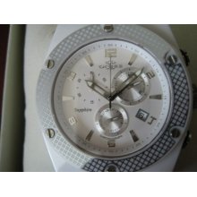 Oniss Paris Men's Watch Chrono Torque G-2 All White Ceramic Sapphire