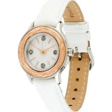 Or Paz Sterling Textured Round Case Leather Strap Watch - White - One Size