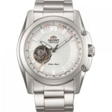 Orient Mens Automatic Semi Skeleton White Dial Sports Watch CDB02004W