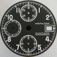Original Hamilton Black/silver Chronograph Watch Dial Valjoux 7750 Day Date