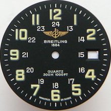 Original Vintage Breitling Quartz Black 1000 Ft Watch Dial Men's