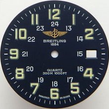 Original Vintage Breitling Quartz Blue 1000 Ft Large Numerals Watch Dial Men's