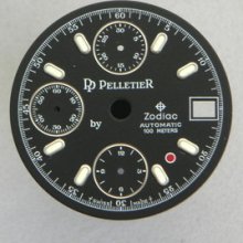 Original Vintage Zodiac Pp Pelletier Chronograph Watch Dial Valjoux 7750 Date