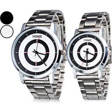 Pair of Casual Style Analog Steel Quartz Couple's Watches (Silver)