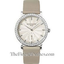 Patek Philippe Ladies Calatrava White Gold Diamond Watch 7120G