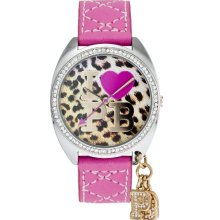 Pauls Boutique Ladies Leopard Print Dial Pink Strap Watch Pa006pk