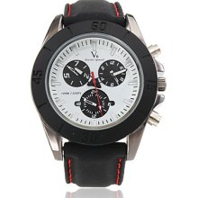 PC Movement Black Silicone Silver Band Case Black Dial Sport Wrist Watch