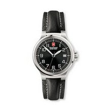Peak II Watch With Small Black Dial & Black Leather Strap